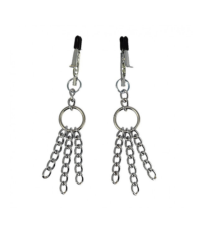 Rimba - Tepelklemmen met ketting franjes  (per paar)