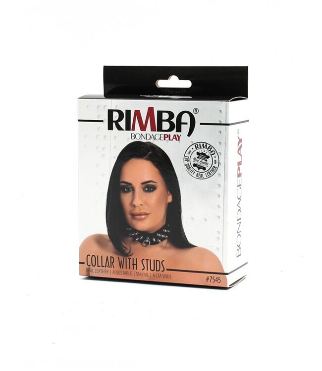 Rimba - Halsband  4 cm. breed, versierd met spikes