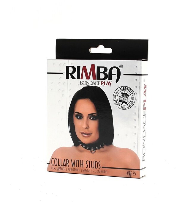 Rimba - Halsband  2.5 cm. breed, versierd met spikes