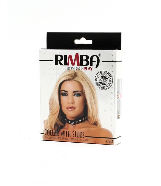Rimba - Halsband  2.5 cm. breed, versierd met studs