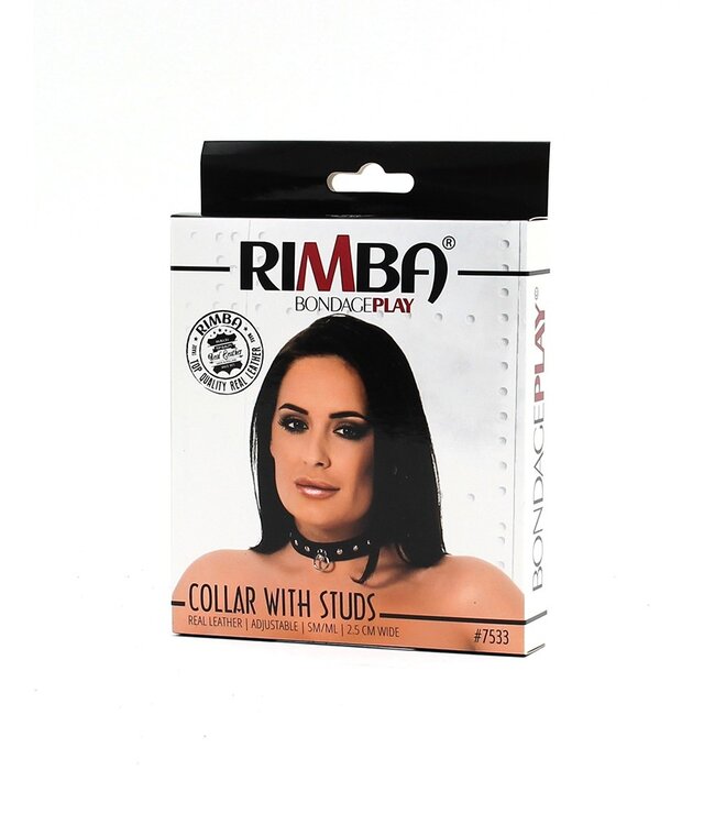 Rimba - Halsband  2.5 cm. breed, versierd met nieten