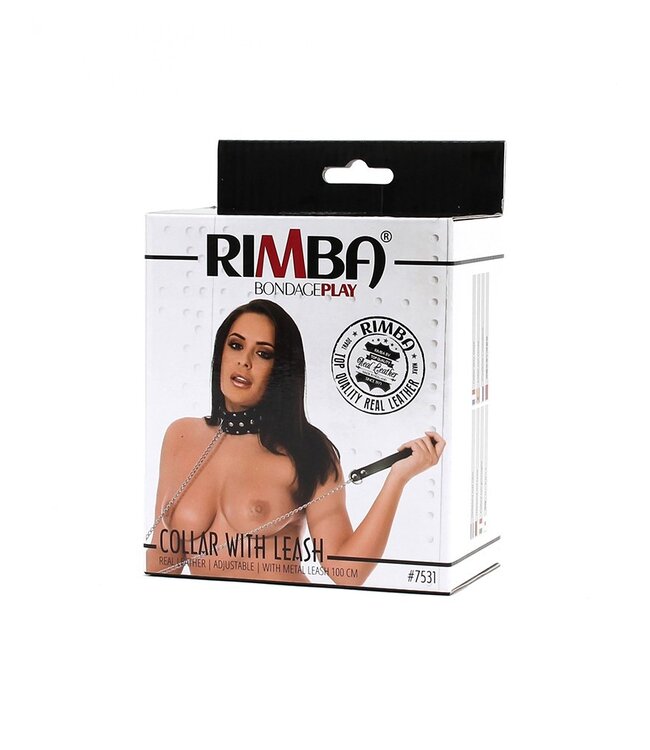 Rimba - Halsband met studs en hondenketting, verstelbaar met gesp.