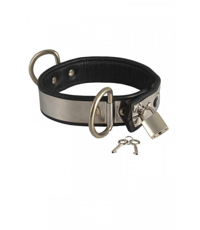Rimba - Leder Halsband met metaal en hangslot