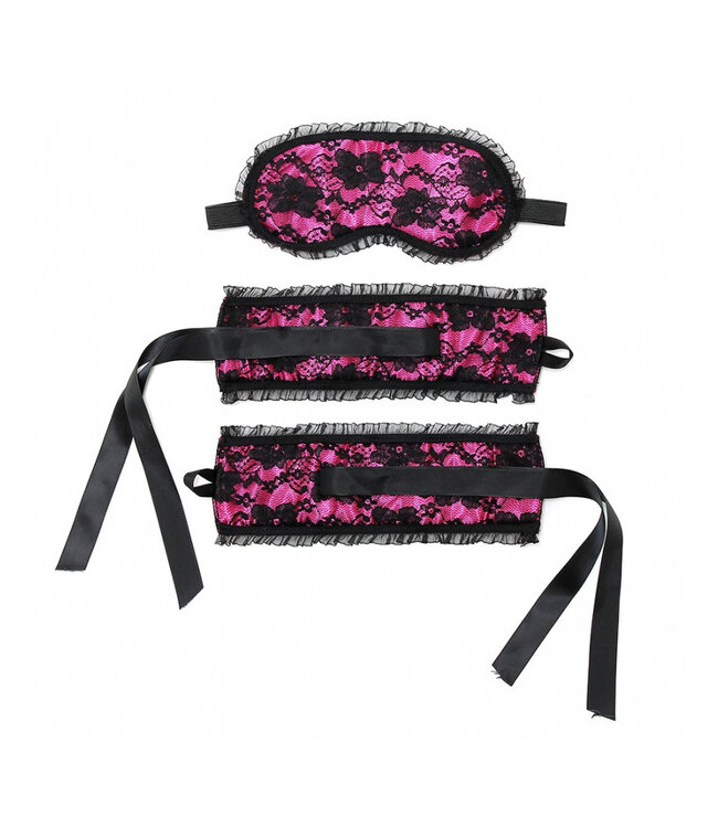 Satijn Look Handboeien en Masker