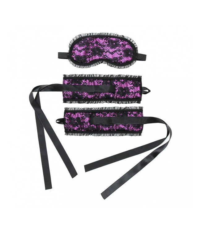 Satijn Look Handboeien en Masker