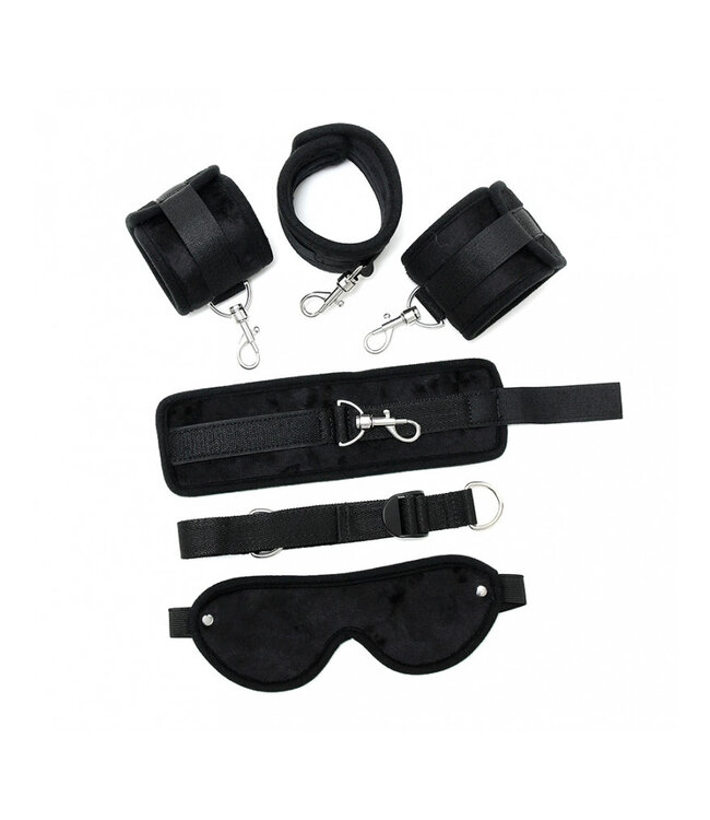 Rimba - Soft Bondage set met klittenband en masker (6 delig)