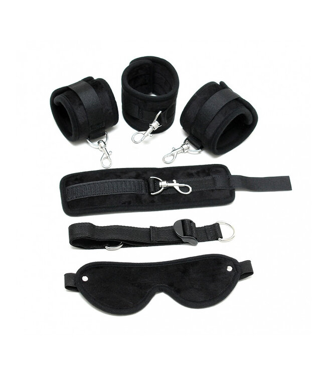 Rimba - Soft Bondage set met klittenband en masker (6 delig)