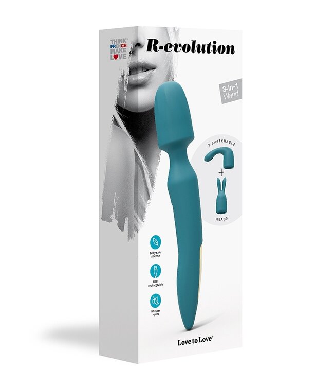 Love to Love - R-Evolution - Wand Vibrator met 2 Opzetstukken - Blauw