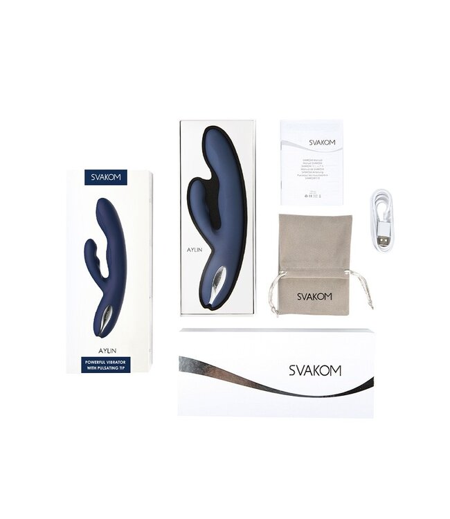 SVAKOM - Aylin - Rabbit Vibrator met Pulserende Tip - Blauw