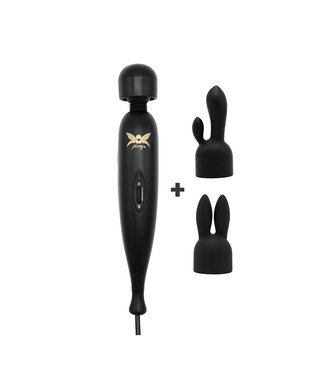 Rimba Pixey - Pixey Turbo - Wand Vibrator met 2 Opzetstukken - Zwart