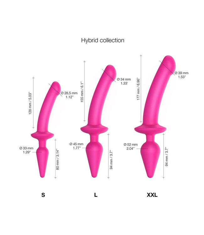 Strap-On-Me - Semi-Realistische Switch Plug-In - 2-in-1 Dildo & Butt Plug Maat S - Roze