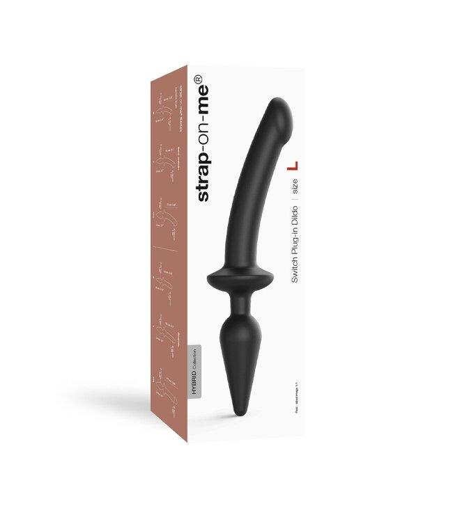 Strap-On-Me - Semi-Realistische Switch Plug-In - 2-in-1 Dildo & Butt Plug Maat S - Zwart