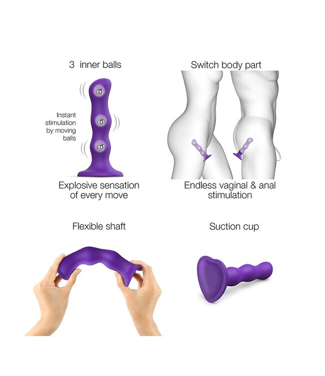 Strap-On-Me - Geisha Balls - Dildo met Roterende Ballen Maat XL - Paars