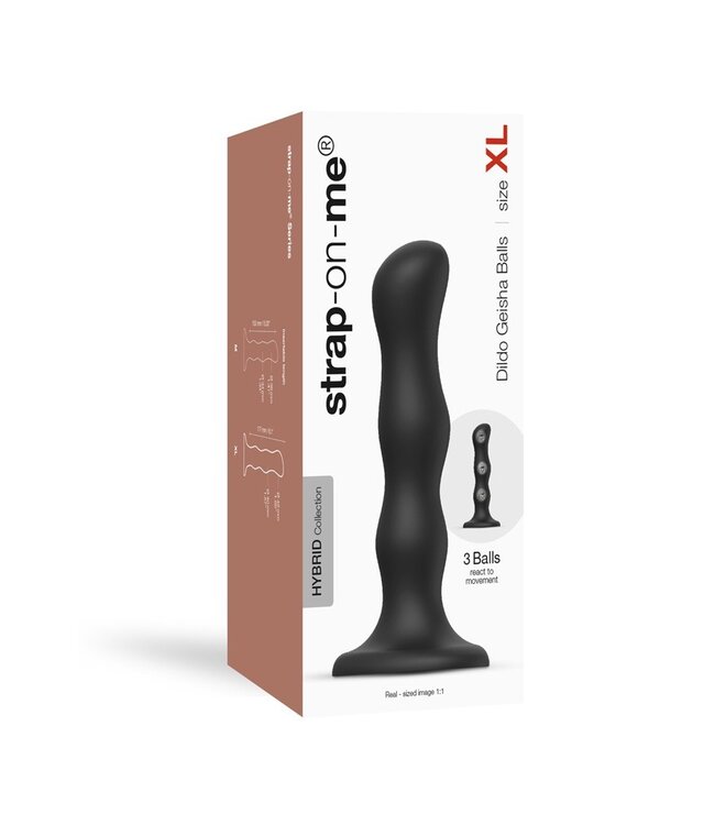 Strap-On-Me - Geisha Balls - Dildo met Roterende Ballen Maat XL - Zwart