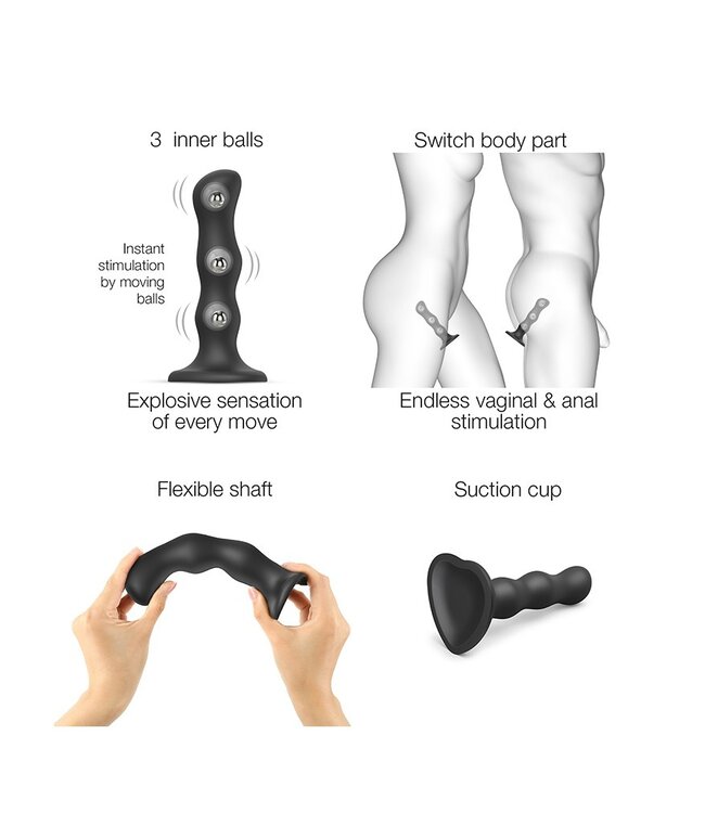 Strap-On-Me - Geisha Balls - Dildo met Roterende Ballen Maat M - Zwart