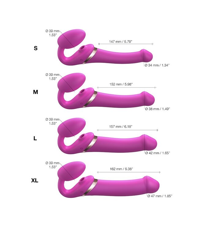 Strap-On-Me - Multi Orgasm - Strap-On Vibrator met Lik Stimulator Maat L - Roze
