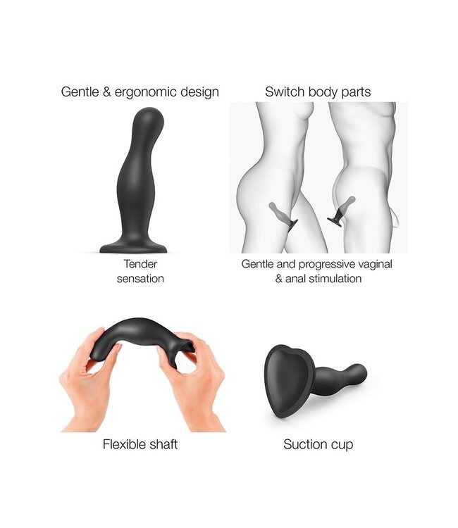 Strap-On-Me - Dildo Plug Curvy Maat L - Zwart