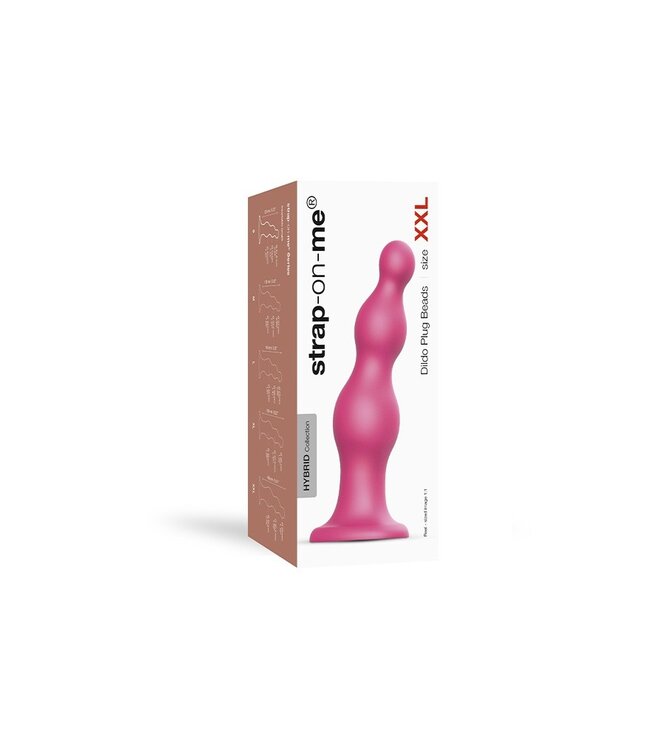 Strap-On-Me - Dildo Plug Beads Maat XXL - Metallic Roze