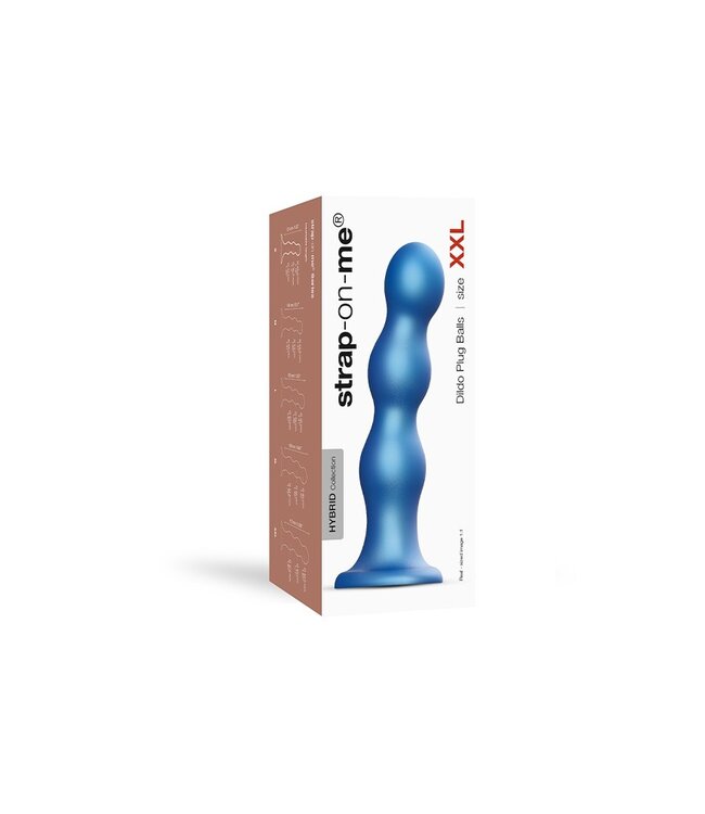 Strap-On-Me - Dildo Plug Balls Maat XXL - Metallic Blauw
