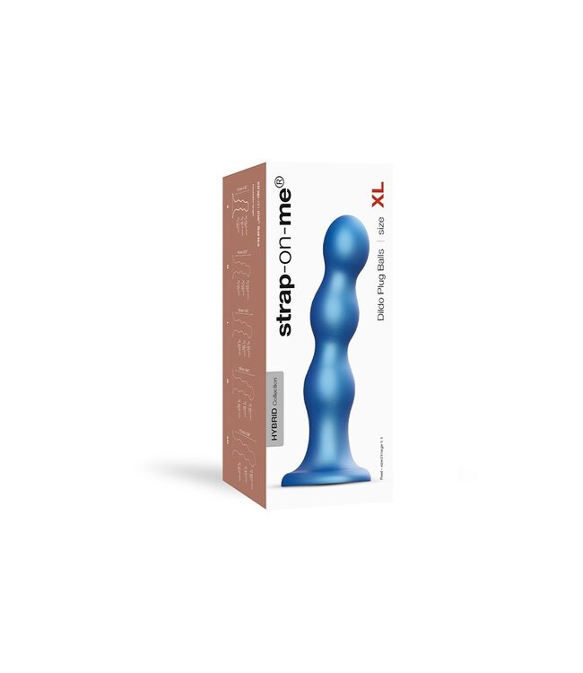 Strap-On-Me - Dildo Plug Balls Maat XL - Metallic Blauw