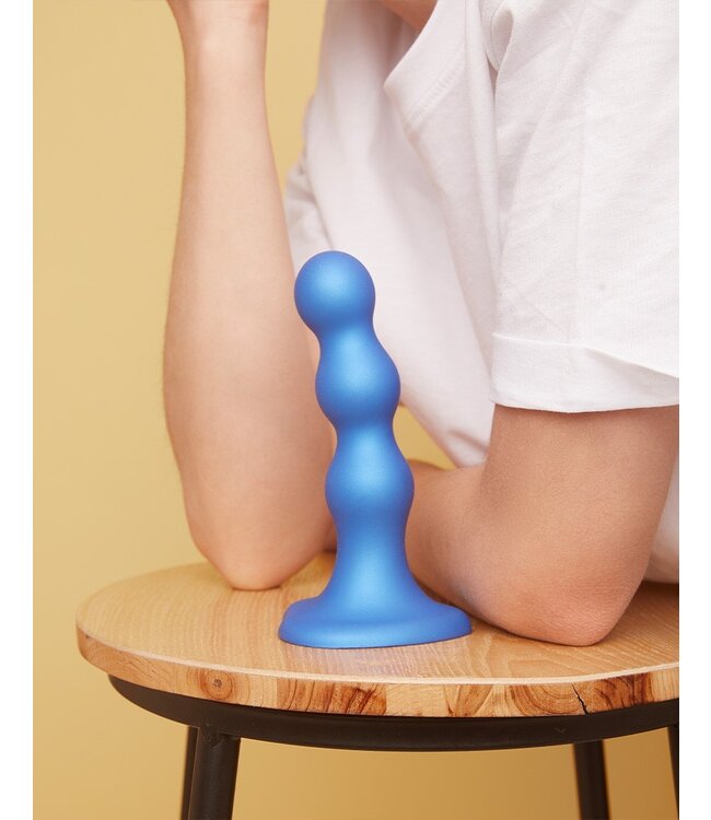 Strap-On-Me - Dildo Plug Balls Maat M - Metallic Blauw