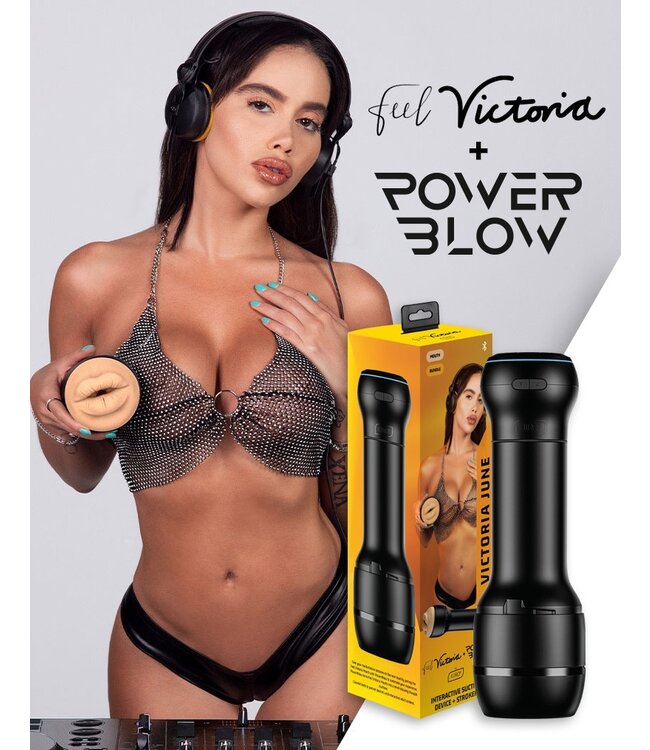 Kiiroo - Combo Set van Interactieve Zuig Masturbator PowerBlow en FeelStar Victoria June Mond Stroker - Zwart