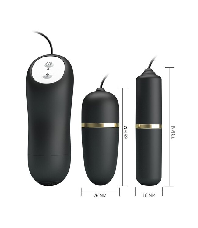 Pretty Love - Electrische Stimulatie Bullets Set - Zwart