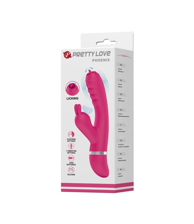 Pretty Love - Phoenix - Rabbit Vibrator met Zuigfunctie - Roze