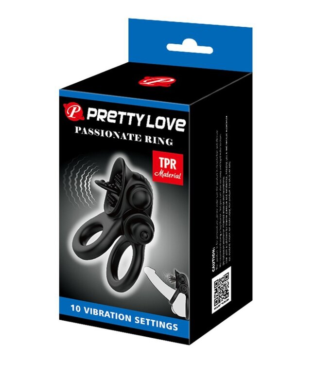 Pretty Love - Passionate Ring - Vibrerende Cockring - Zwart