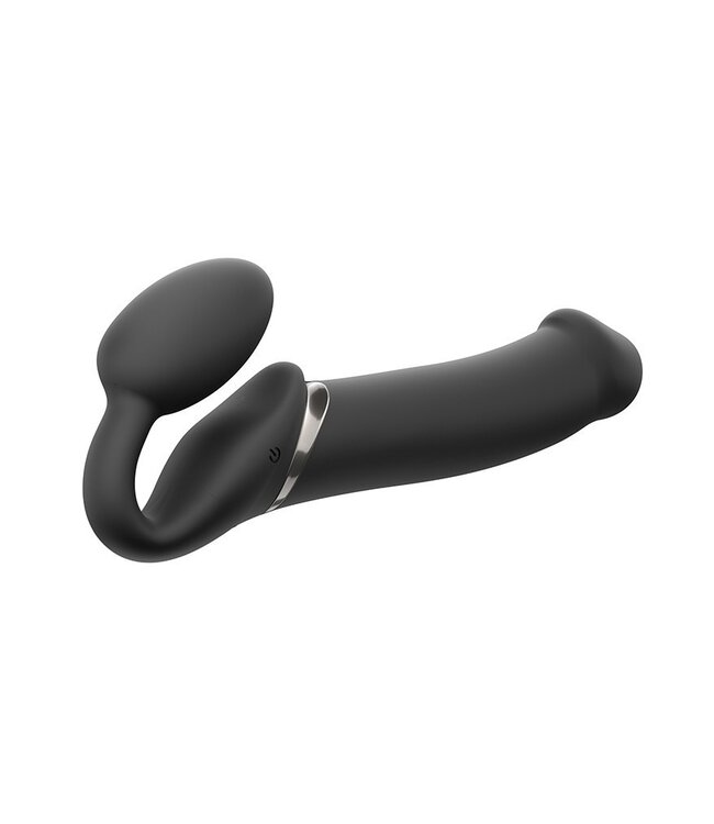 Strap-On-Me - Buigbare Strap-On Vibrator met Afstandsbediening Maat XL - Zwart