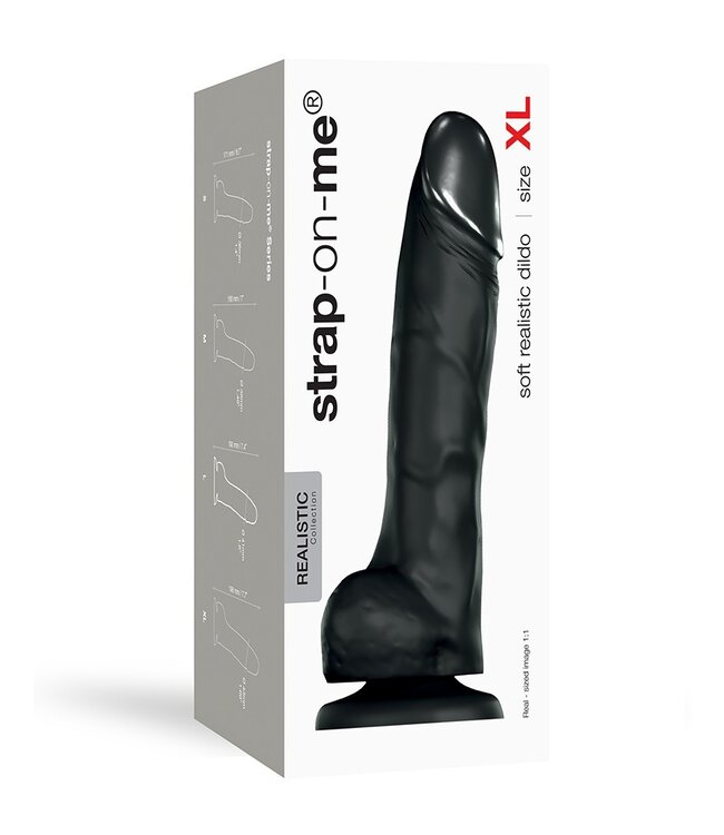 Strap-On-Me - Soft Realistic Dildo Size XL - Zwart