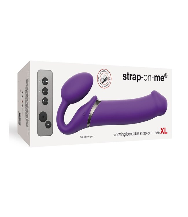 Strap-On-Me - Buigbare Strap-On Vibrator met Afstandsbediening Maat XL - Paars