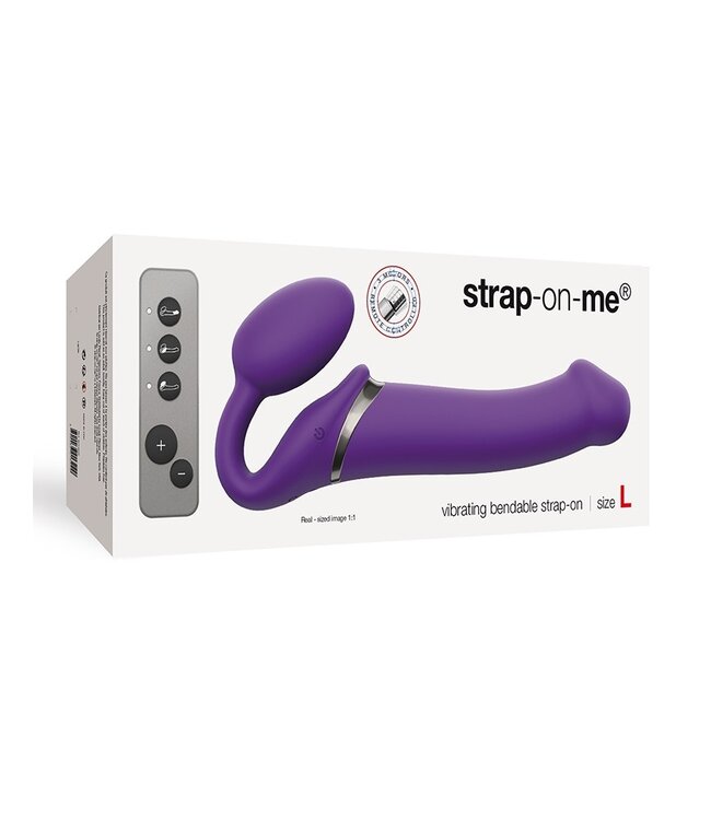 Strap-On-Me - Buigbare Strap-On Vibrator met Afstandsbediening Maat L - Paars