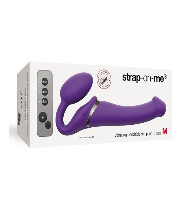 Strap-On-Me - Buigbare Strap-On Vibrator met Afstandsbediening Maat M - Paars