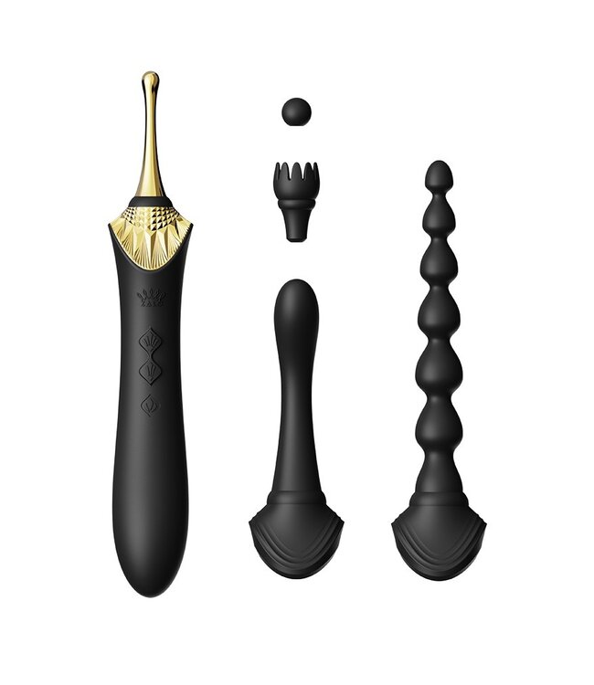 ZALO - Bess 2 - Verwarmende Clitoris Massager met 4 opzetstukken - Zwart