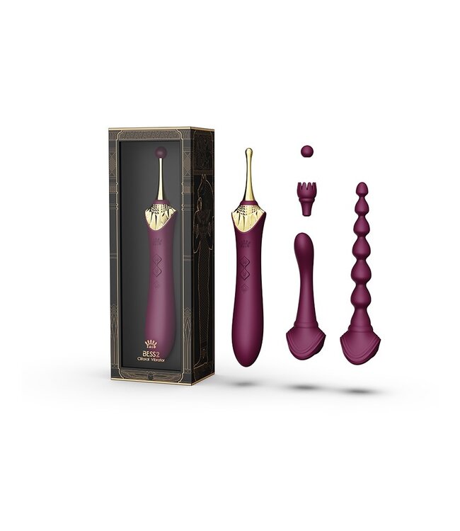 ZALO - Bess 2 - Verwarmende Clitoris Massager met 4 opzetstukken - Paars