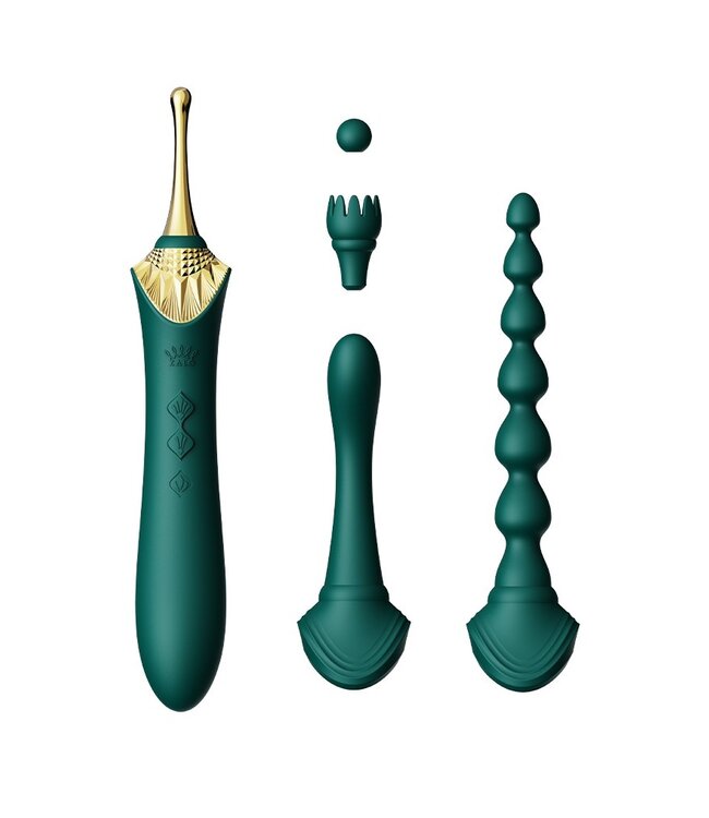 ZALO - Bess 2 - Verwarmende Clitoris Massager met 4 opzetstukken - Groen
