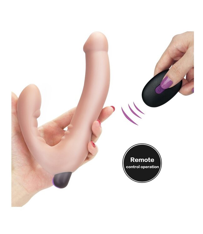 LoveToy - iJoy - Vibrerende Dubbele Dildo met afstandbediening - Nude