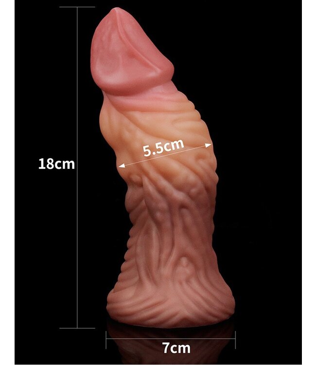 LoveToy - Dildo met Aderen 18 cm - Nude/Bruin