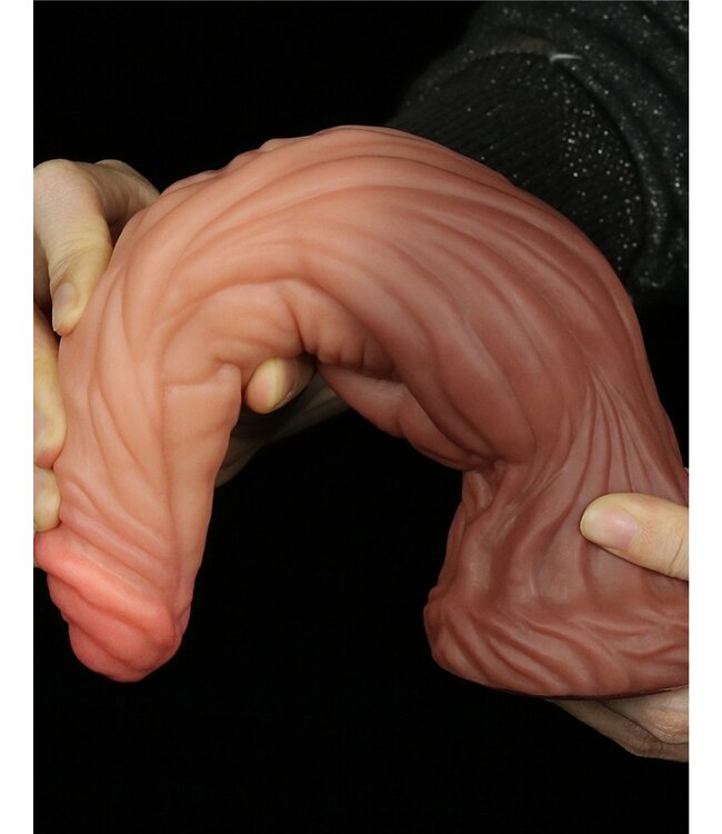 LoveToy - Dildo met Aderen 24.5 cm - Nude/Bruin