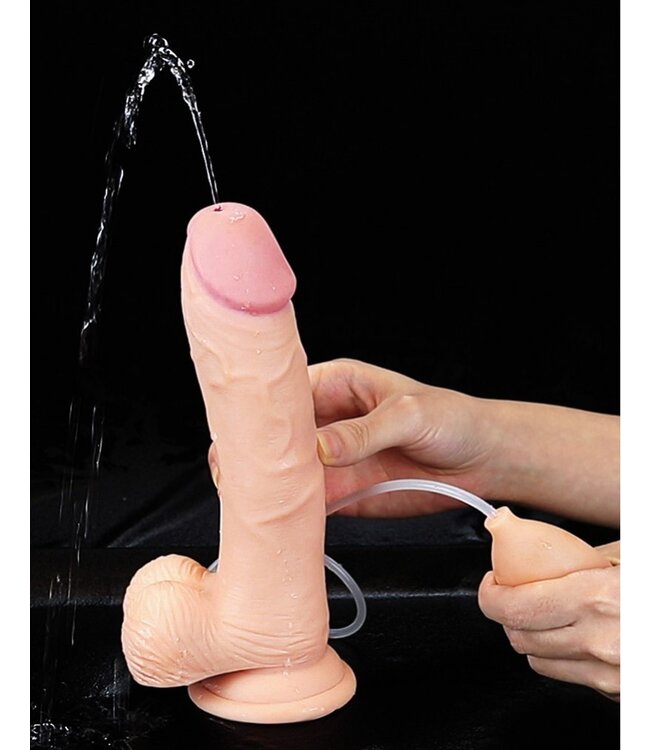LoveToy - Soft Ejaculation Cock met testikels 23 cm - Squirting Dildo - Nude