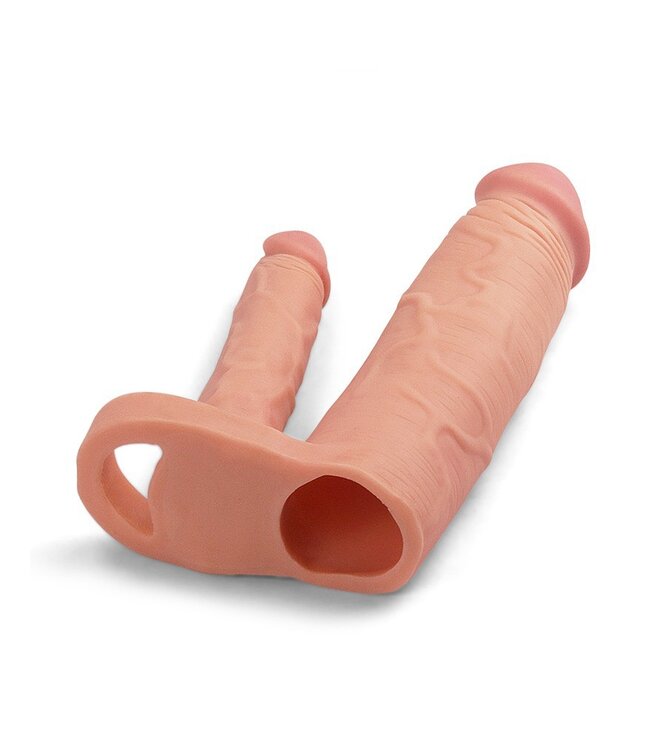 LoveToy - Pleasure X Tender Double Penis Sleeve + 5 cm - Nude