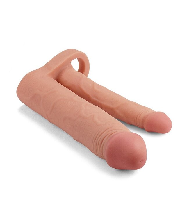 LoveToy - Pleasure X Tender Double Penis Sleeve + 5 cm - Nude