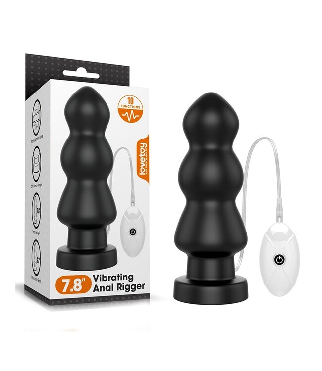 LoveToy - King Size Vibrating Anal Rigger 20 cm - Zwart