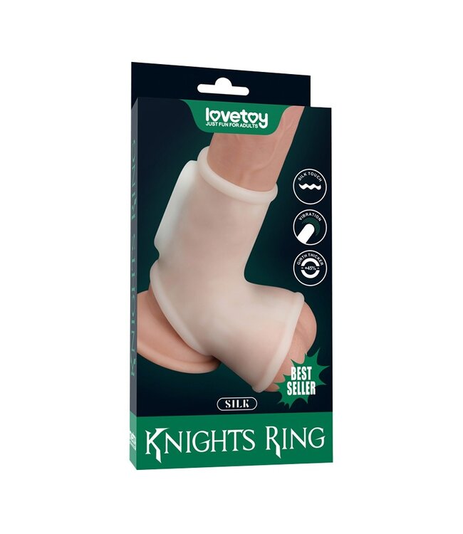 LoveToy - Silk Knights Ring - Vibrerende Penis Sleeve - Wit