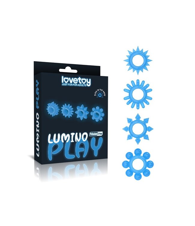 LoveToy - Lumino Play Cock Ring Set van 4 - Glow in the Dark