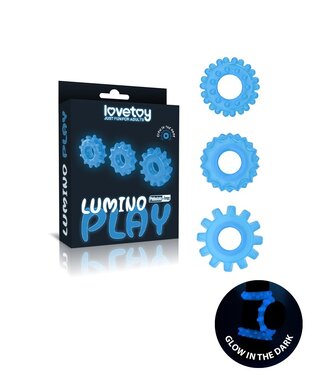 Rimba LoveToy - Lumino Play Cockring Set van 3 - Glow in the Dark