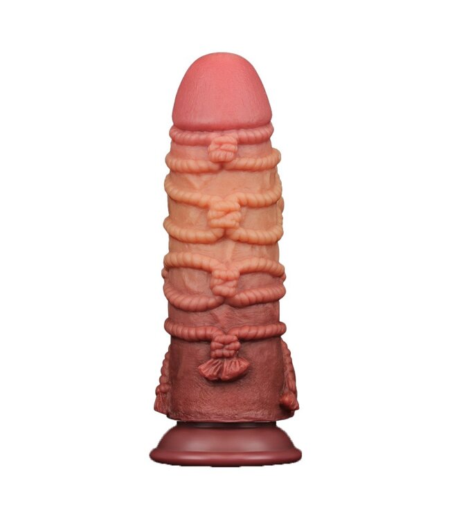 LoveToy - Extreme Dildo met Touw Motief 24 cm - Bruin & Nude
