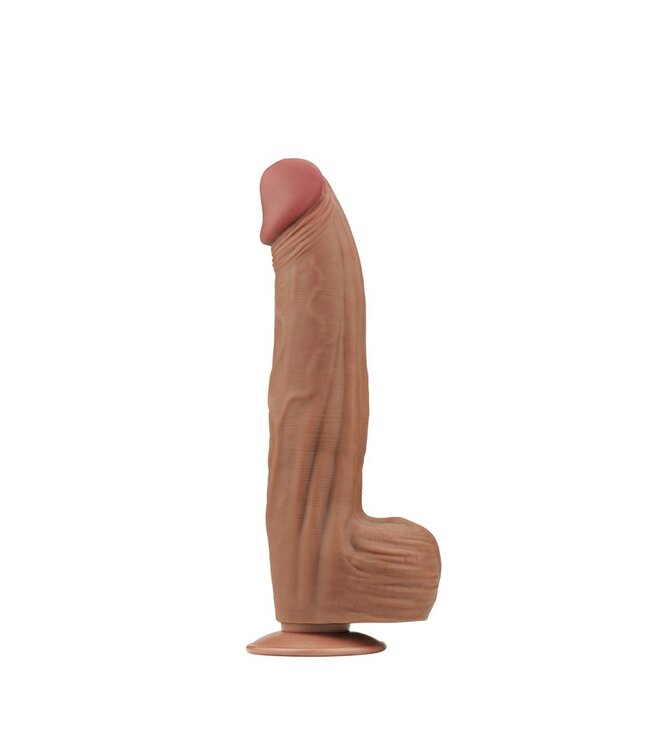 LoveToy - Sliding Skin Dildo 31 cm - Bruin