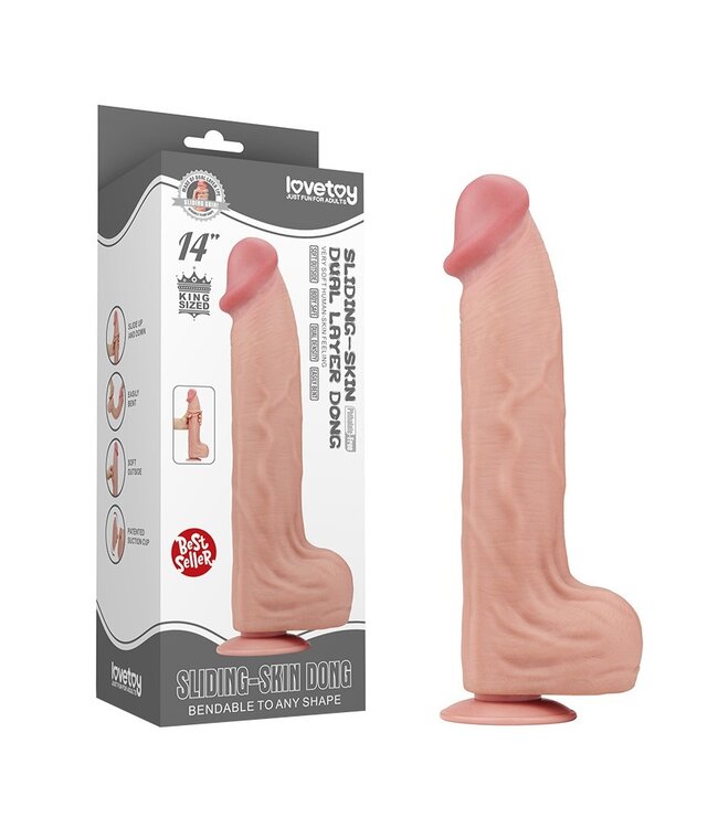 LoveToy - Sliding Skin Dildo 36 cm - Nude